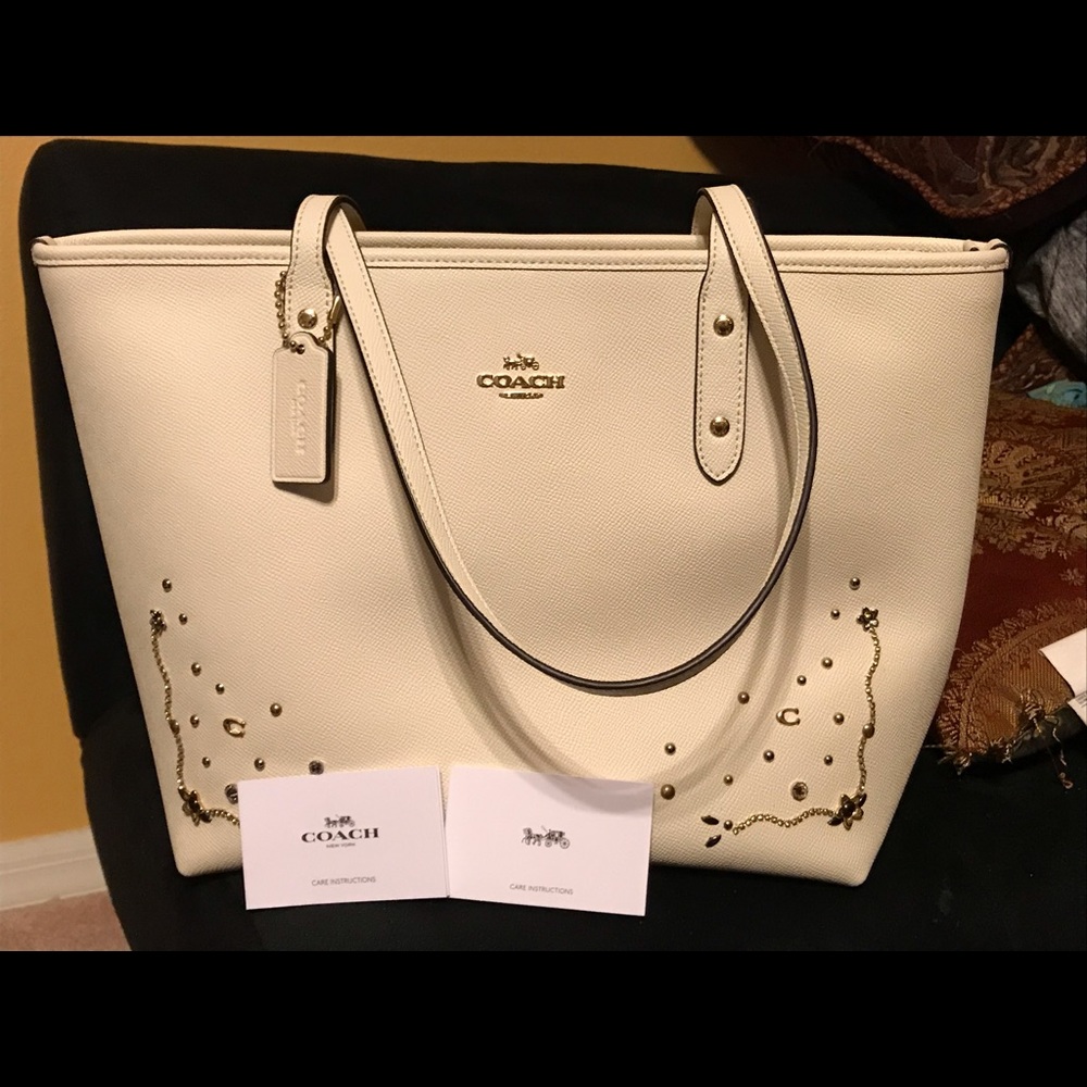 New Easter white gold coach leather shoulder bag
